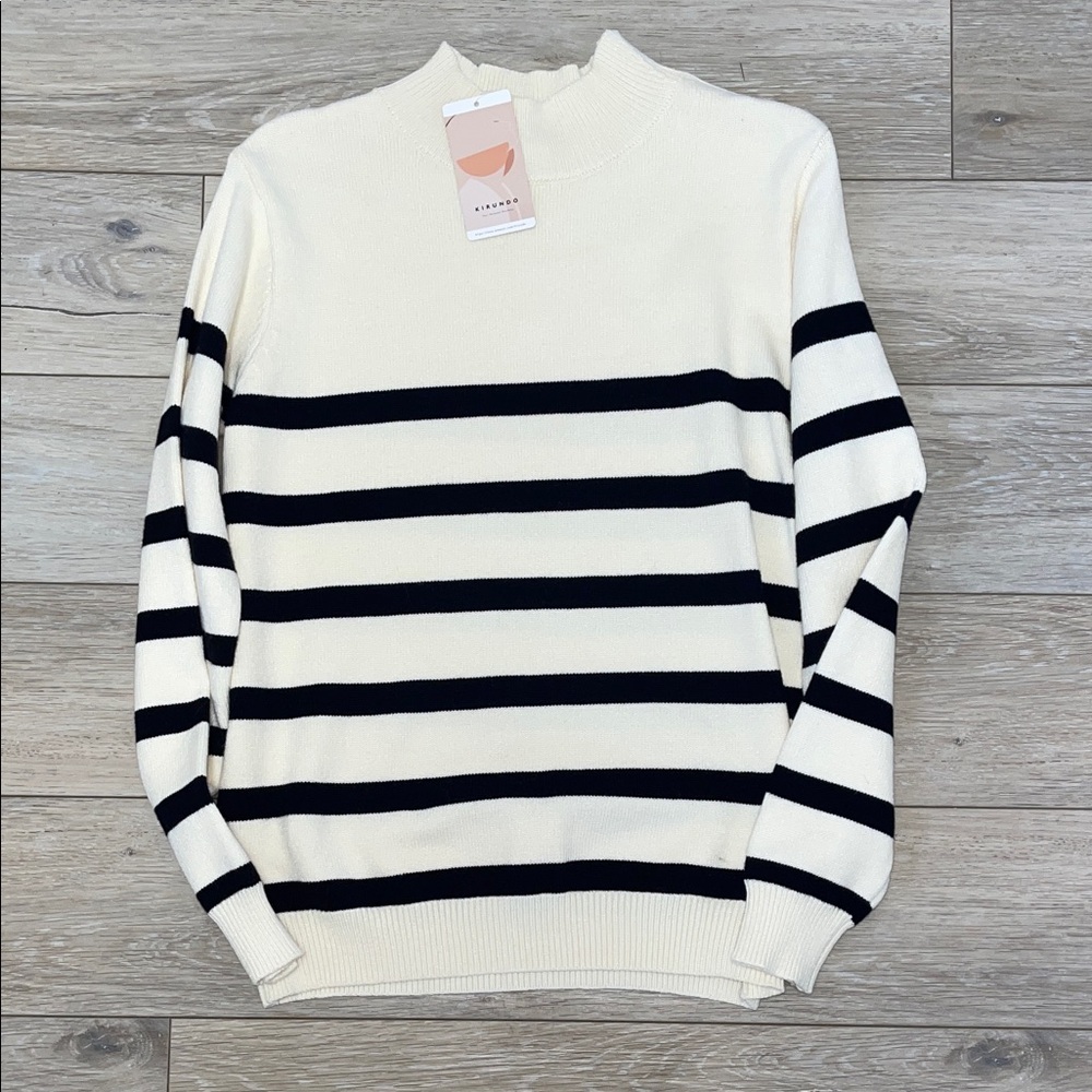 NWT - Kirundo Striped Black and White Cream Colored Women's Sweater